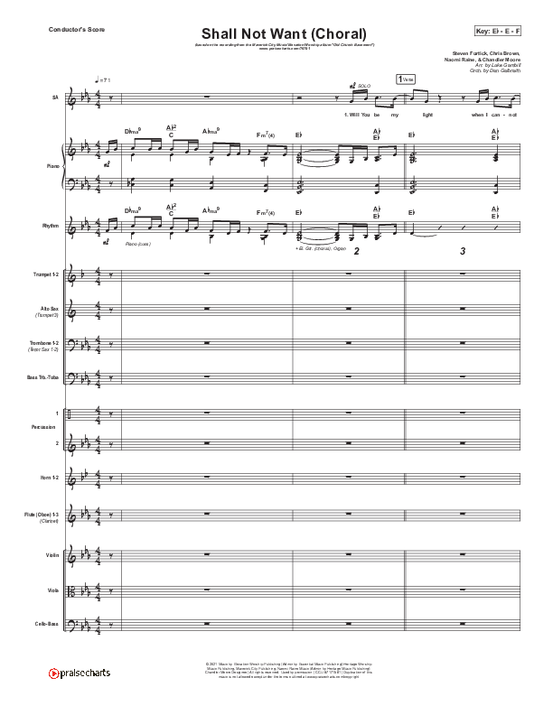 Shall Not Want (Choral Anthem SATB) Conductor's Score (Maverick City Music / Elevation Worship / Arr. Luke Gambill)
