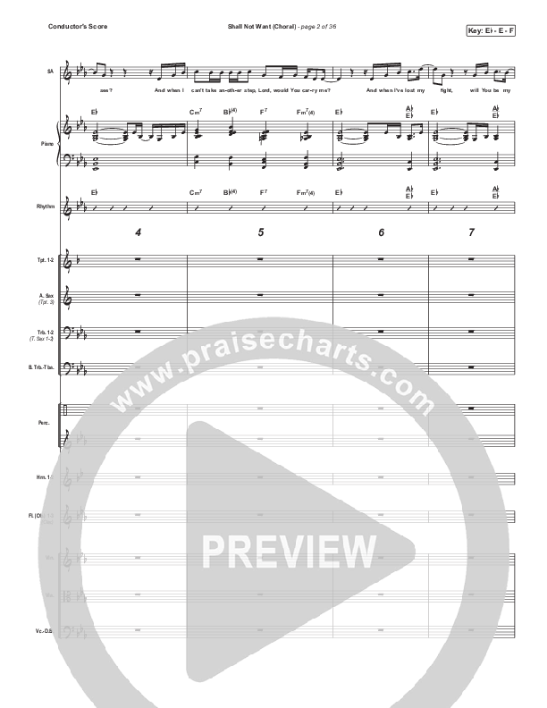 Shall Not Want (Choral Anthem SATB) Conductor's Score (Maverick City Music / Elevation Worship / Arr. Luke Gambill)