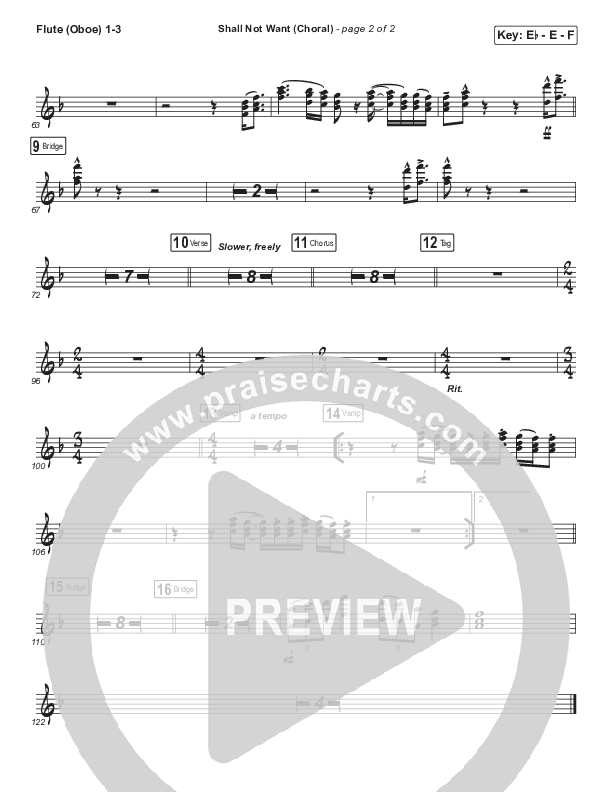 Shall Not Want (Choral Anthem SATB) Flute/Oboe 1/2/3 (Maverick City Music / Elevation Worship / Arr. Luke Gambill)