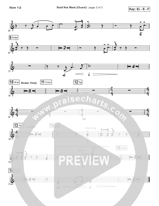 Shall Not Want (Choral Anthem SATB) French Horn 1/2 (Maverick City Music / Elevation Worship / Arr. Luke Gambill)
