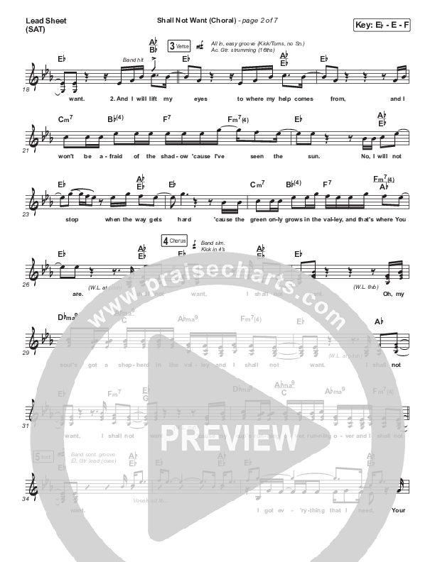 Shall Not Want (Choral Anthem SATB) Lead Sheet (SAT) (Maverick City Music / Elevation Worship / Arr. Luke Gambill)