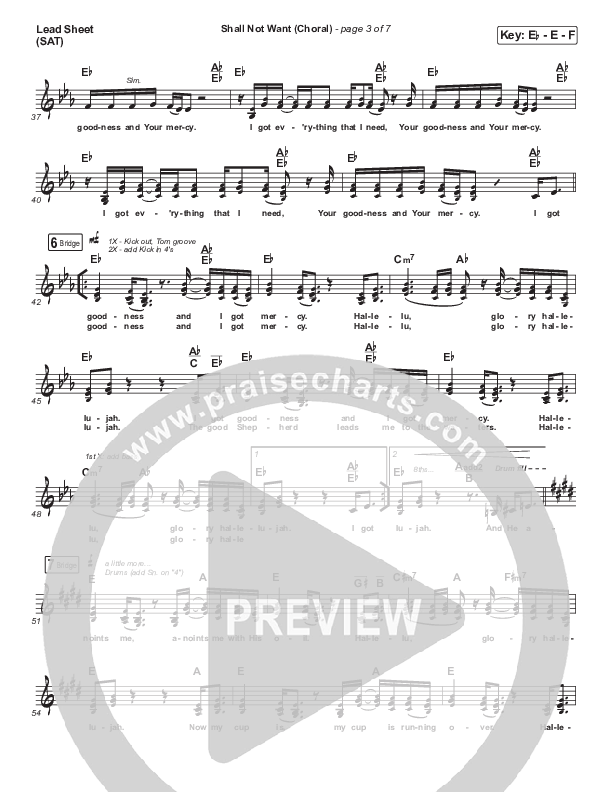 Shall Not Want (Choral Anthem SATB) Lead Sheet (SAT) (Maverick City Music / Elevation Worship / Arr. Luke Gambill)