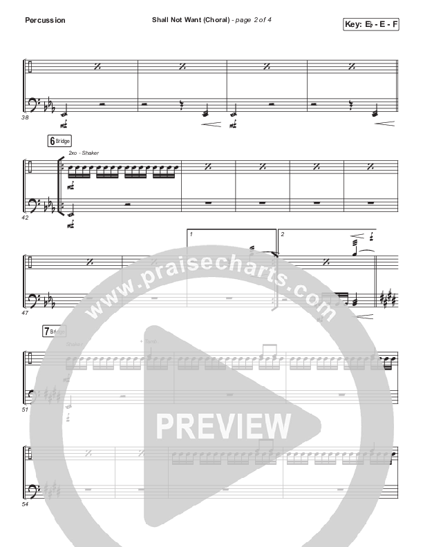 Shall Not Want (Choral Anthem SATB) Percussion (Maverick City Music / Elevation Worship / Arr. Luke Gambill)