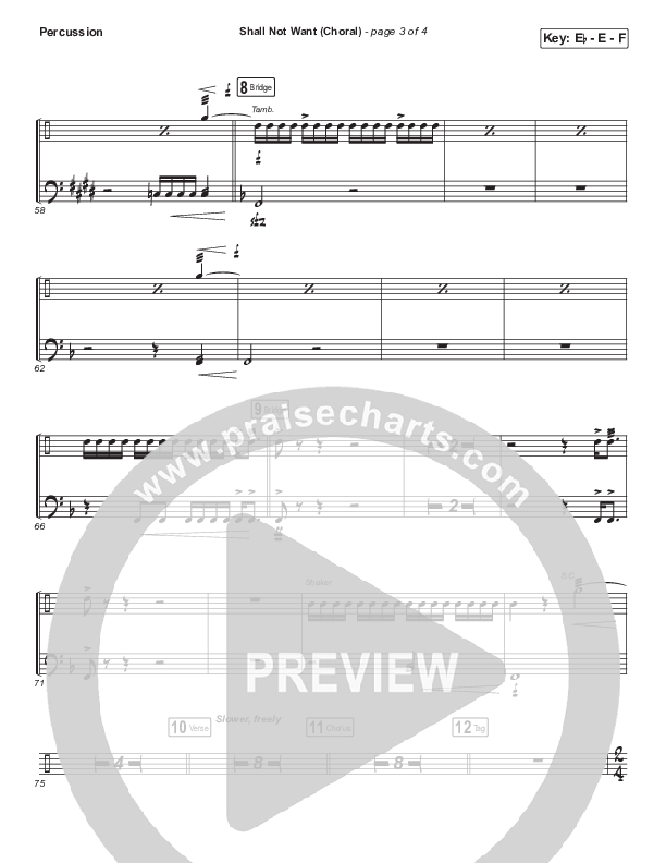 Shall Not Want (Choral Anthem SATB) Percussion (Maverick City Music / Elevation Worship / Arr. Luke Gambill)