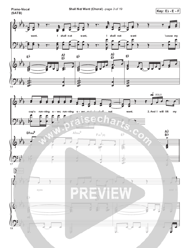 Shall Not Want (Choral Anthem SATB) Piano/Vocal (SATB) (Maverick City Music / Elevation Worship / Arr. Luke Gambill)