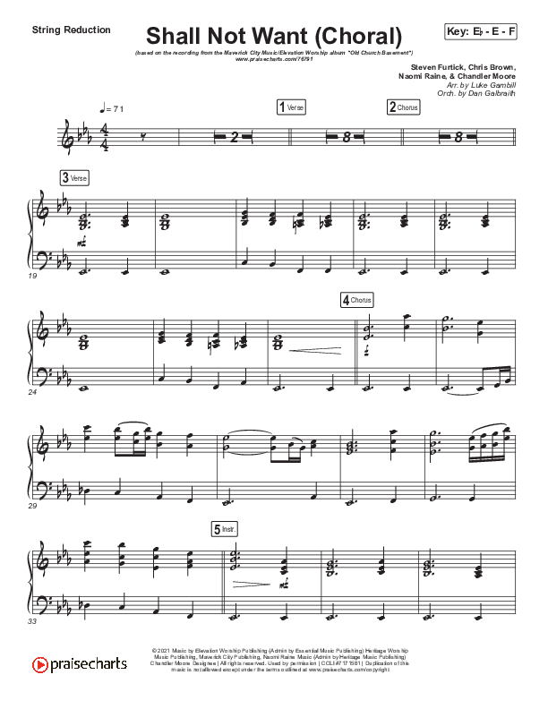 Shall Not Want (Choral Anthem SATB) String Pack (Maverick City Music / Elevation Worship / Arr. Luke Gambill)
