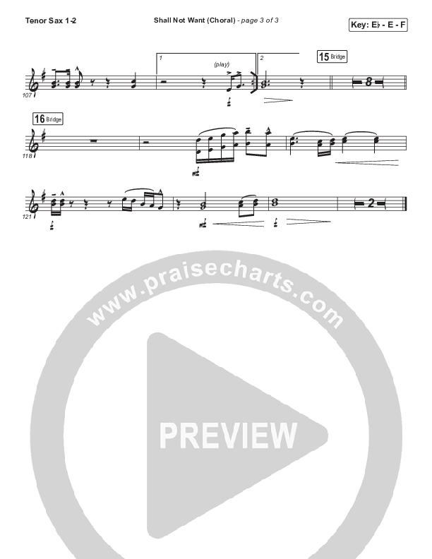 Shall Not Want (Choral Anthem SATB) Tenor Sax 1/2 (Maverick City Music / Elevation Worship / Arr. Luke Gambill)