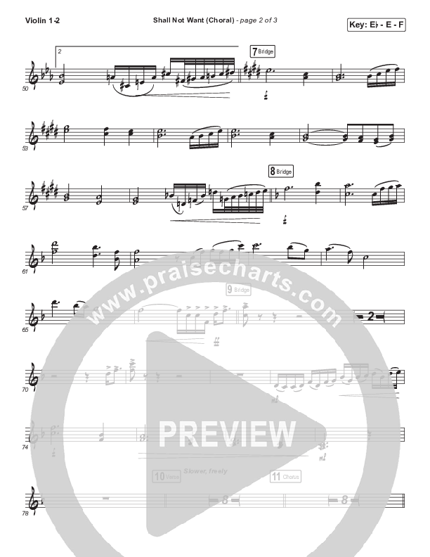 Shall Not Want (Choral Anthem SATB) Violin 1/2 (Maverick City Music / Elevation Worship / Arr. Luke Gambill)
