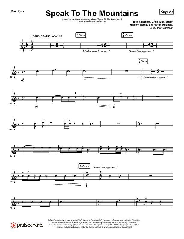 Speak To The Mountains Bari Sax (Chris McClarney)