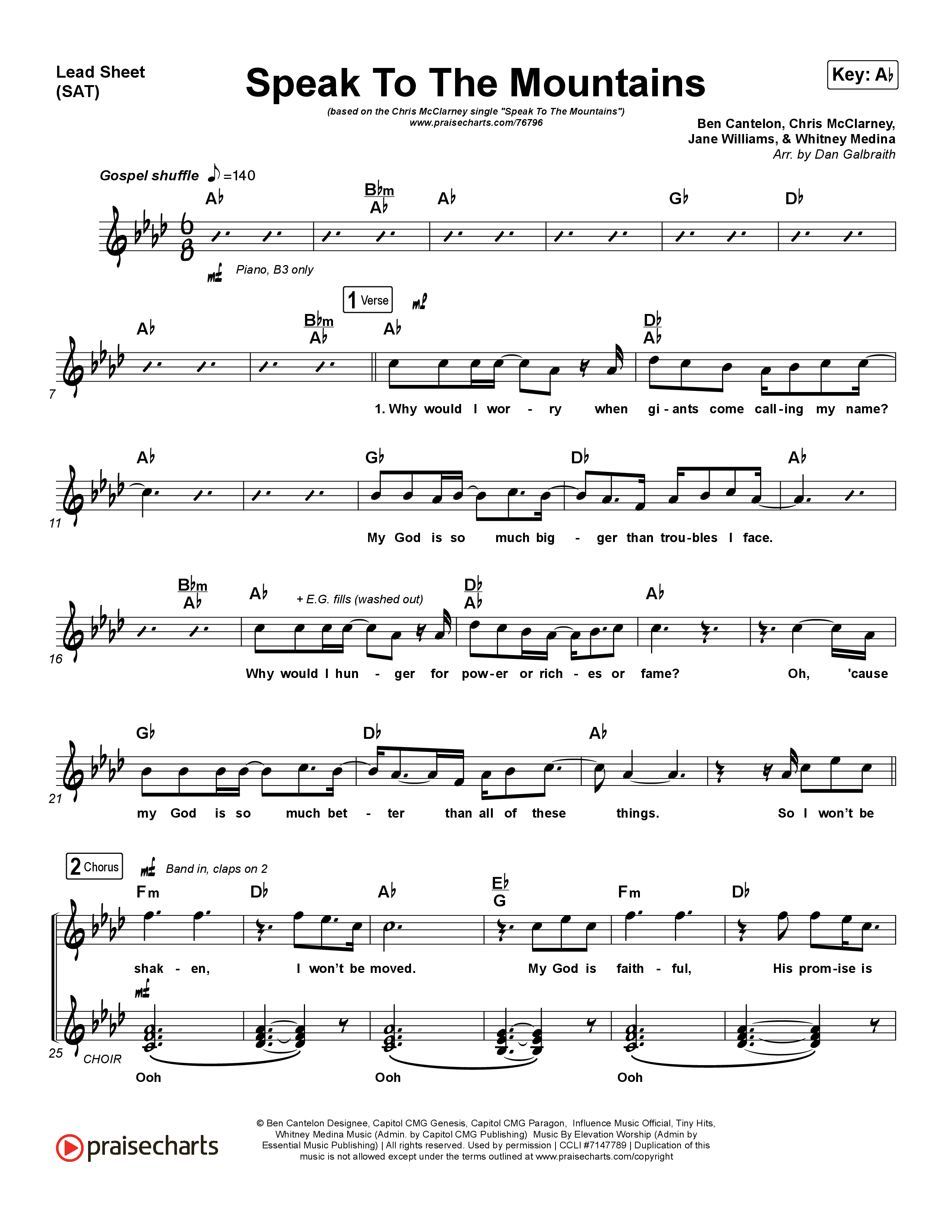 Speak To The Mountains Lead Sheet (SAT) (Chris McClarney)