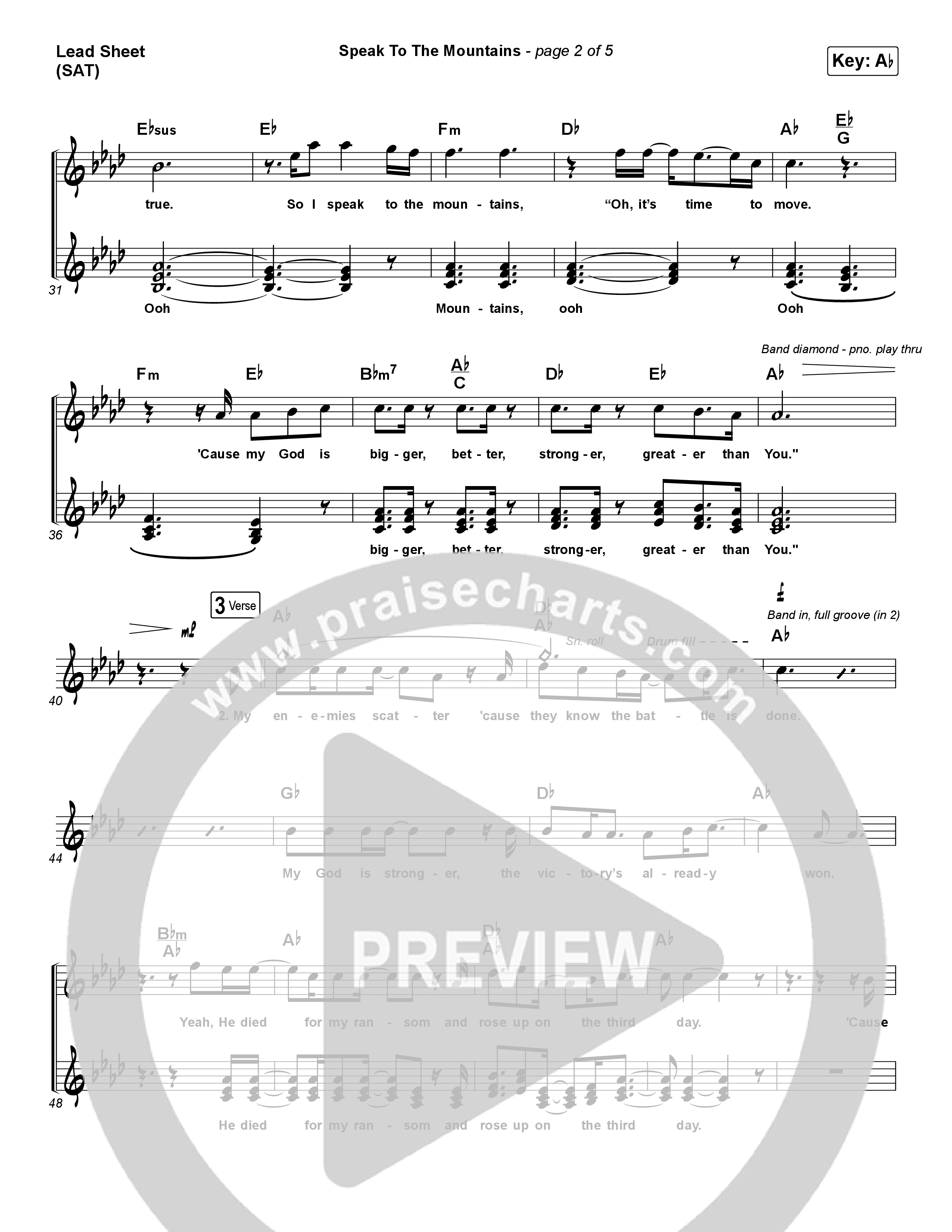Speak To The Mountains Lead Sheet (SAT) (Chris McClarney)