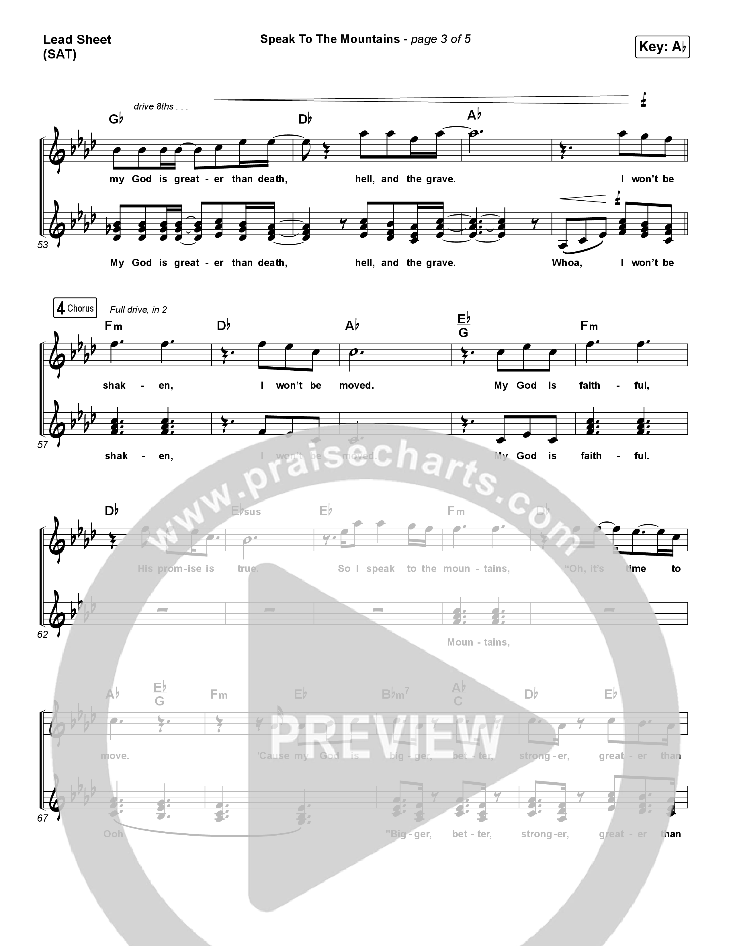 Speak To The Mountains Lead Sheet (SAT) (Chris McClarney)