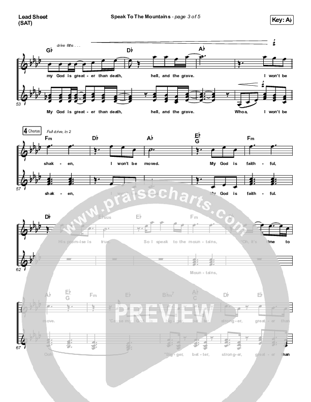 Speak To The Mountains Lead Sheet (SAT) (Chris McClarney)