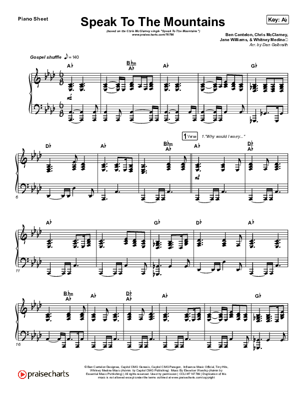 Speak To The Mountains Piano Sheet (Chris McClarney)