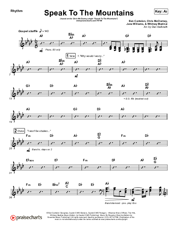 Speak To The Mountains Rhythm Chart (Chris McClarney)