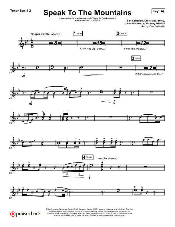 Speak To The Mountains Tenor Sax 1,2 (Chris McClarney)