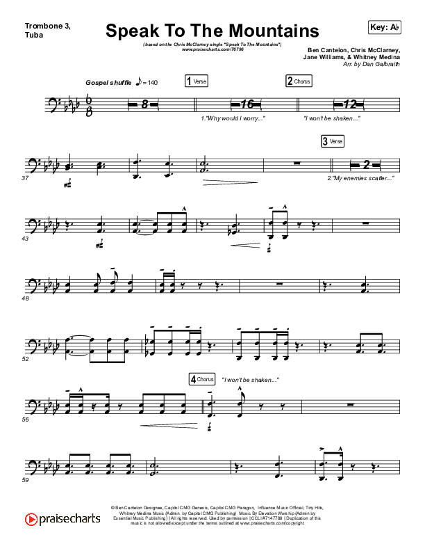 Speak To The Mountains Trombone 3/Tuba (Chris McClarney)