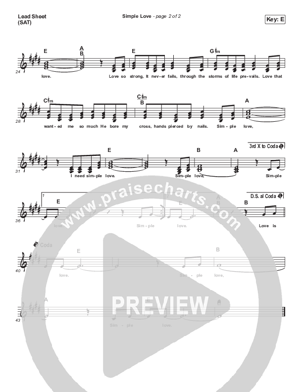 Simple Love Lead Sheet (SAT) (Dennis Jernigan)