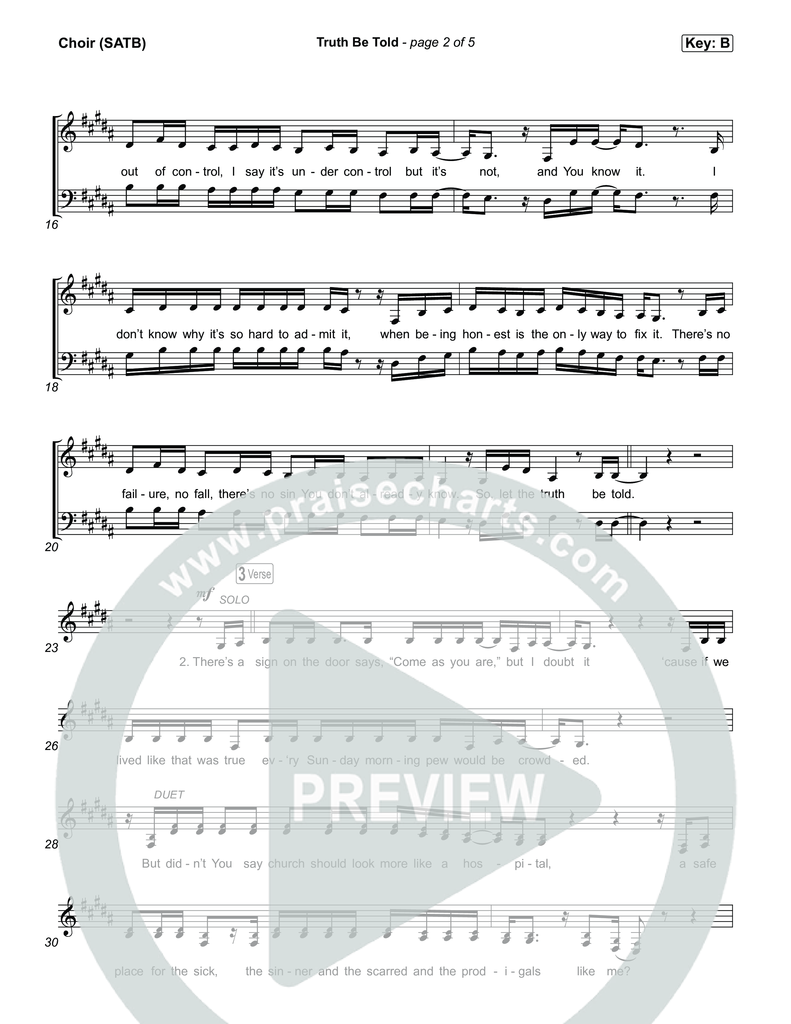 Truth Be Told Choir Sheet (SATB) (Matthew West / Carly Pearce)