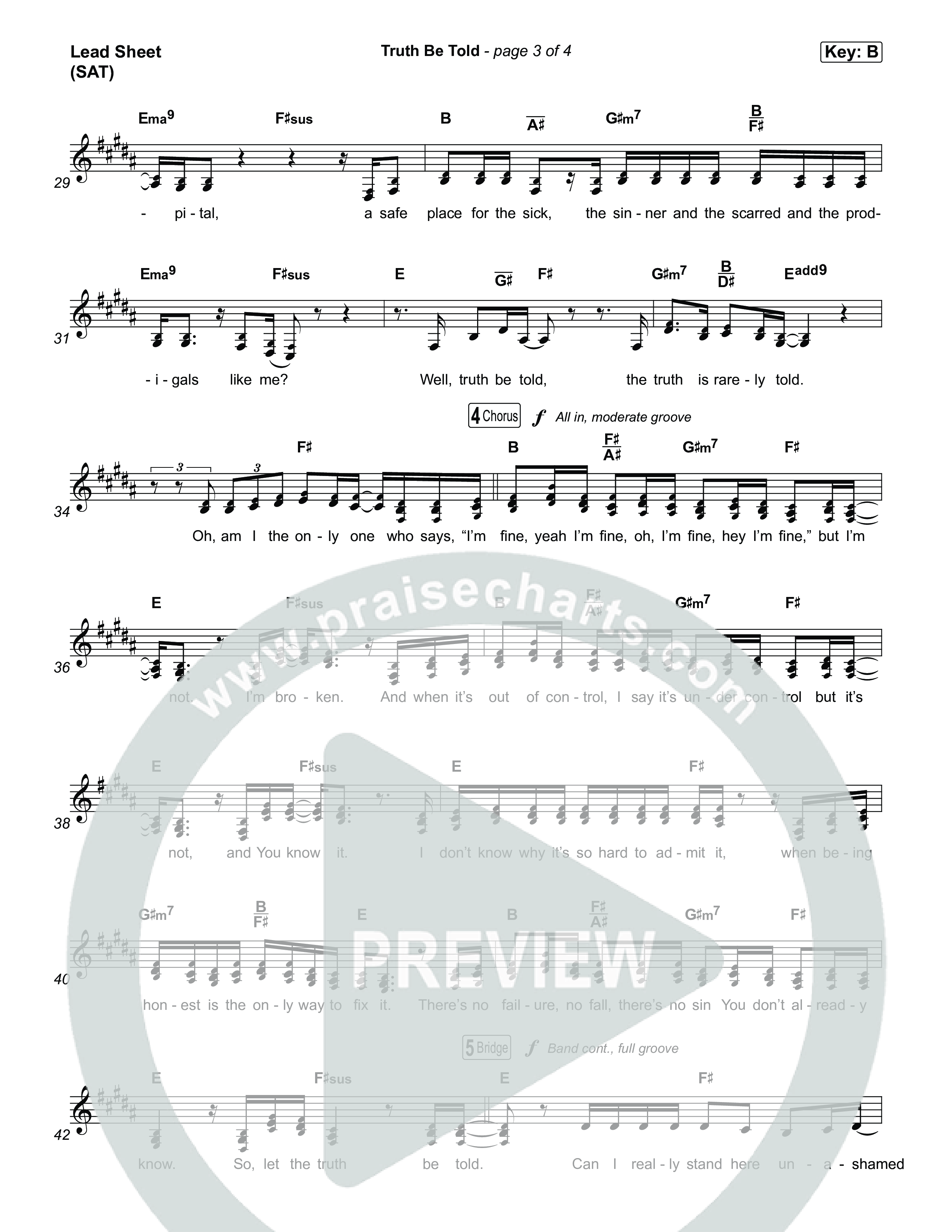 Truth Be Told Lead Sheet (SAT) (Matthew West / Carly Pearce)