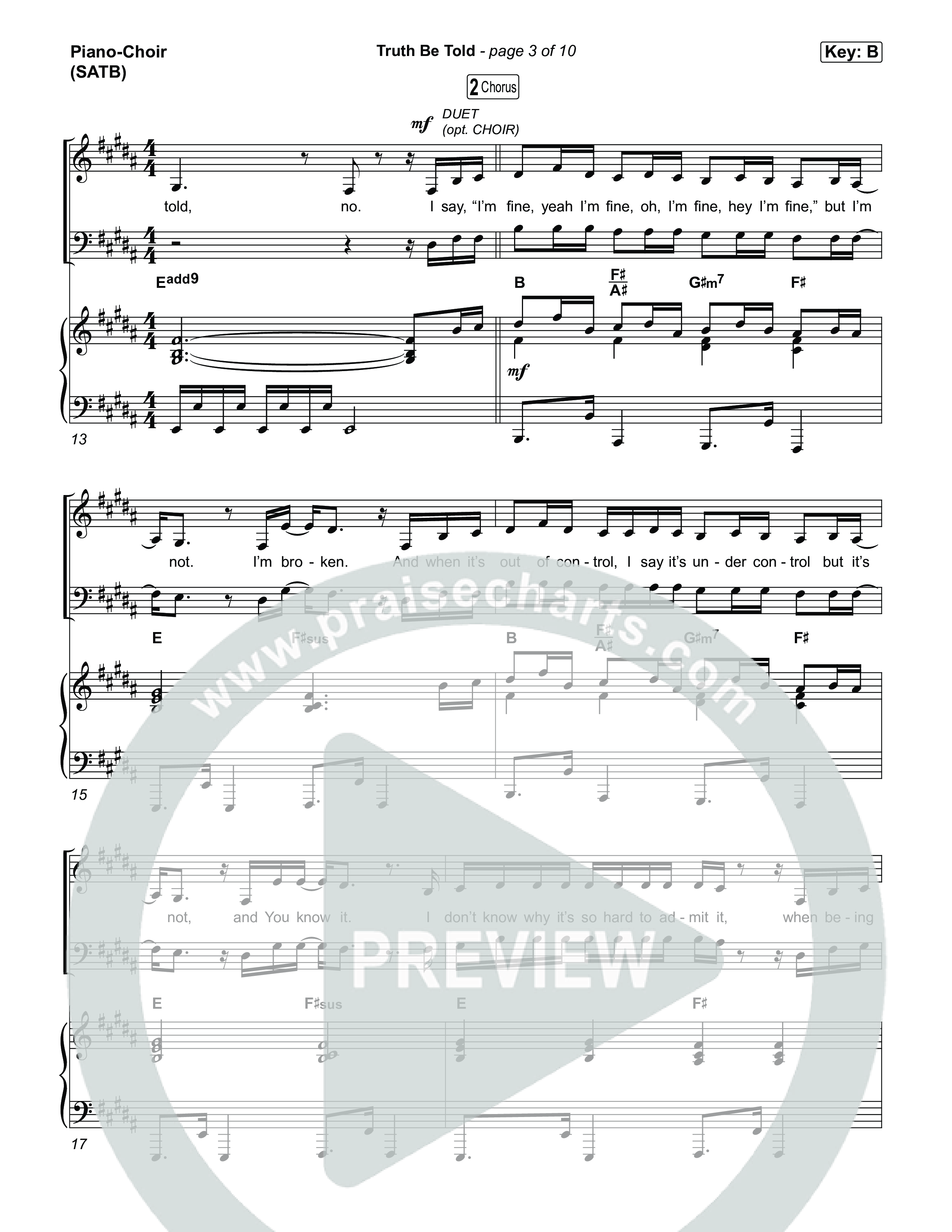 Truth Be Told Piano/Vocal Pack (Matthew West / Carly Pearce)