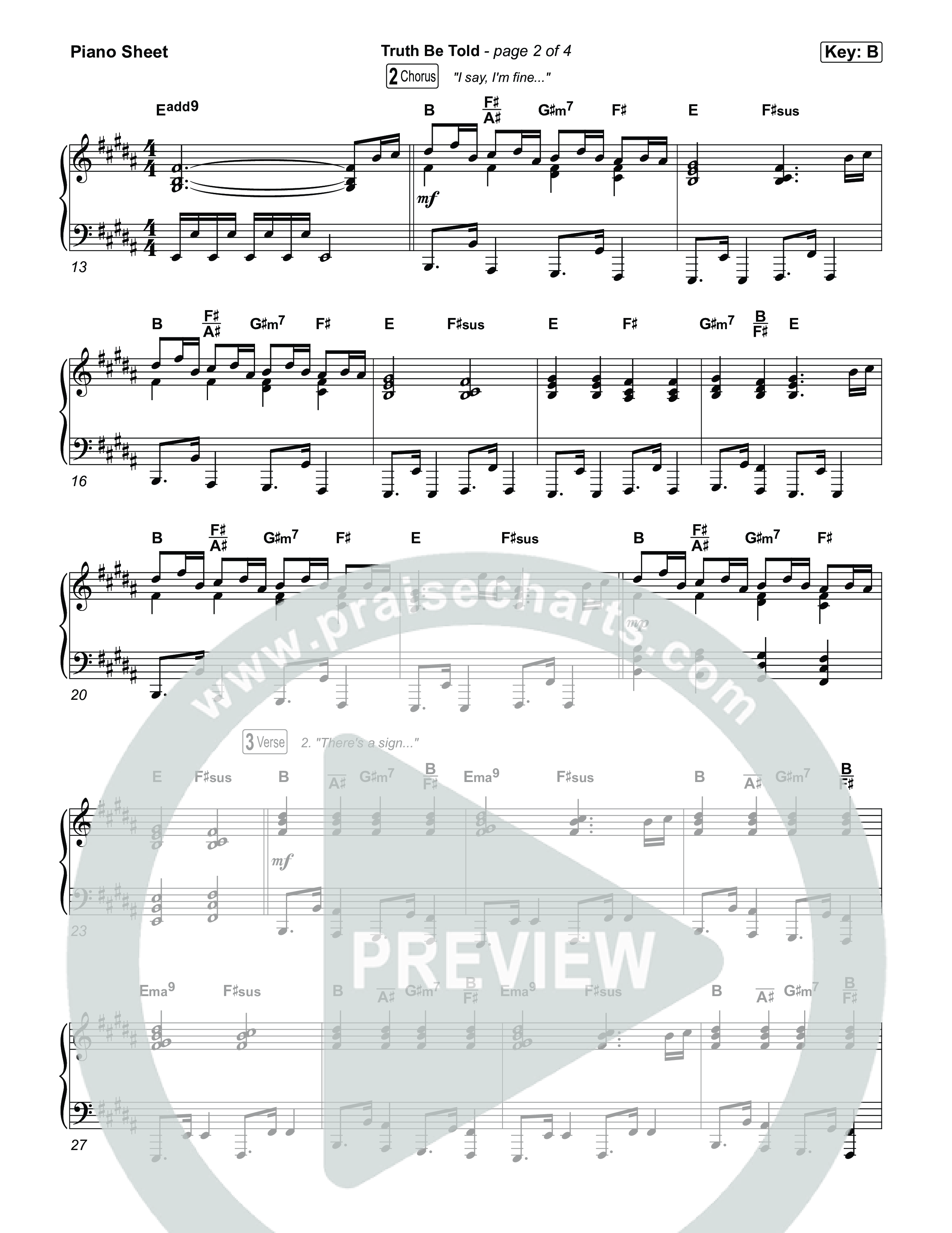 Truth Be Told Piano Sheet (Matthew West / Carly Pearce)