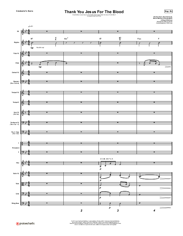 Thank You Jesus For The Blood (Choral Anthem SATB) Conductor's Score (Charity Gayle / Arr. Cliff Duren / Mason Brown)