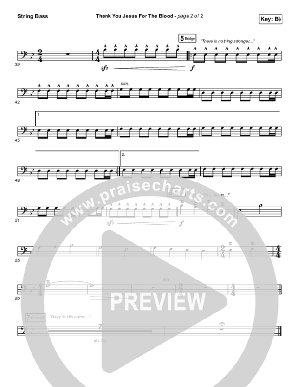 Thank You Jesus For The Blood (Choral Anthem SATB) Double Bass (Charity Gayle / Arr. Cliff Duren / Mason Brown)