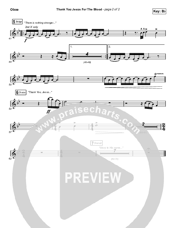 Thank You Jesus For The Blood (Choral Anthem SATB) Oboe (Charity Gayle / Arr. Cliff Duren / Mason Brown)