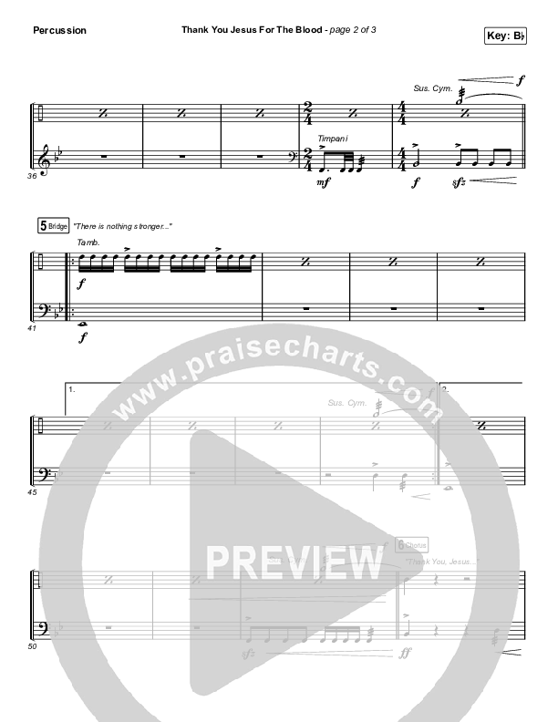 Thank You Jesus For The Blood (Choral Anthem SATB) Percussion (Charity Gayle / Arr. Cliff Duren / Mason Brown)