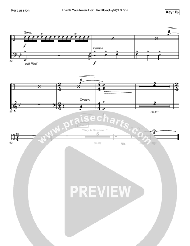 Thank You Jesus For The Blood (Choral Anthem SATB) Percussion (Charity Gayle / Arr. Cliff Duren / Mason Brown)