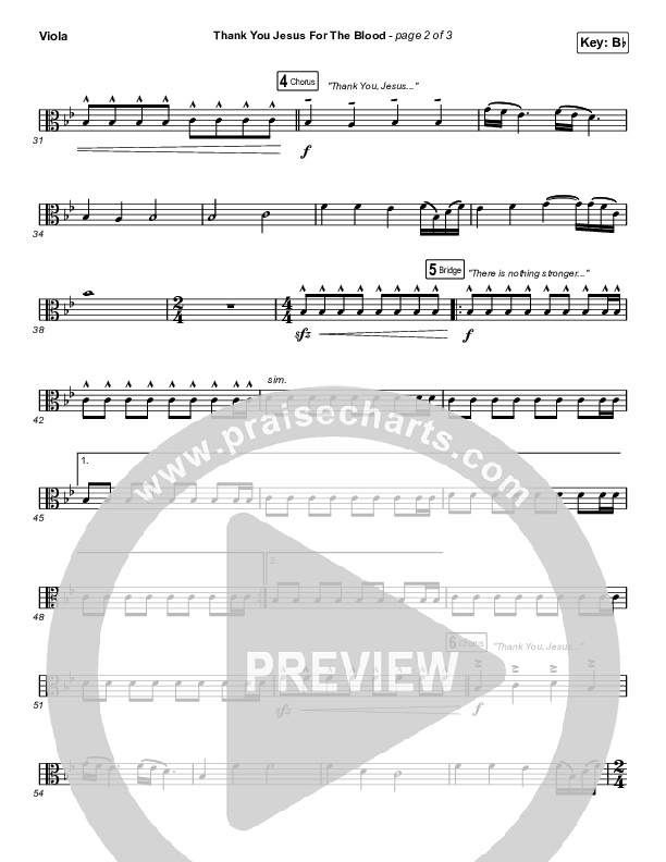 Thank You Jesus For The Blood (Choral Anthem SATB) Viola (Charity Gayle / Arr. Cliff Duren / Mason Brown)