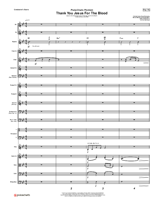 Thank You Jesus For The Blood (Premium) Conductor's Score (Charity Gayle / Arr. Cliff Duren)