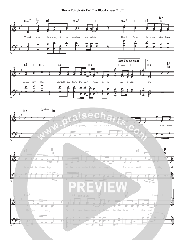 Thank You Jesus For The Blood (Choral Anthem SATB) Hymn Sheet (Charity Gayle / Arr. Cliff Duren / Mason Brown)