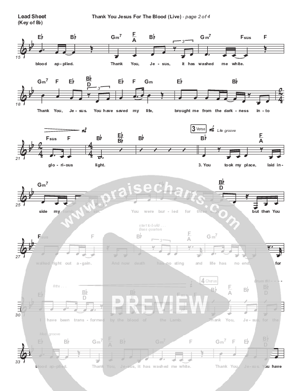 Thank You Jesus For The Blood (Choral Anthem SATB) Lead Sheet (Melody) (Charity Gayle / Arr. Cliff Duren / Mason Brown)