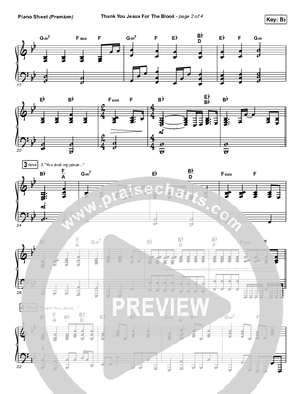 Thank You Jesus For The Blood (Premium) Piano Sheet (Charity Gayle / Arr. Cliff Duren)