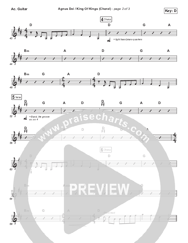 Agnus Dei / King Of Kings (Choral Anthem SATB) Acoustic Guitar (Hillsong Worship / Arr. Luke Gambill)