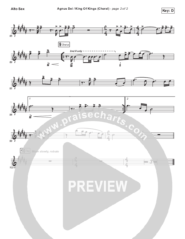 Agnus Dei / King Of Kings (Choral Anthem SATB) Alto Sax (Hillsong Worship / Arr. Luke Gambill)