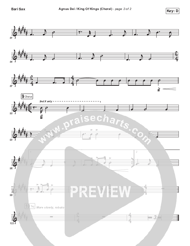 Agnus Dei / King Of Kings (Choral Anthem SATB) Bari Sax (Hillsong Worship / Arr. Luke Gambill)