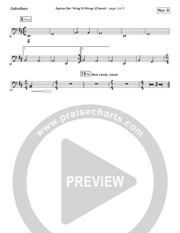 Agnus Dei / King Of Kings (Choral Anthem SATB) Cello/Bass (Hillsong Worship / Arr. Luke Gambill)