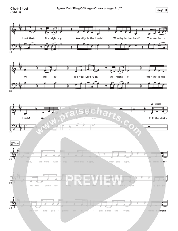 Agnus Dei / King Of Kings (Choral Anthem SATB) Choir Sheet (SATB) (Hillsong Worship / Arr. Luke Gambill)
