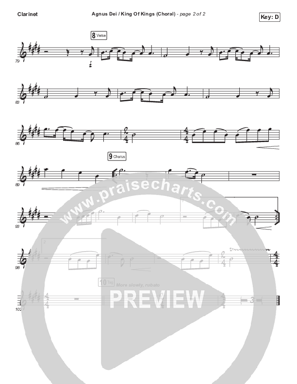 Agnus Dei / King Of Kings (Choral Anthem SATB) Clarinet (Hillsong Worship / Arr. Luke Gambill)