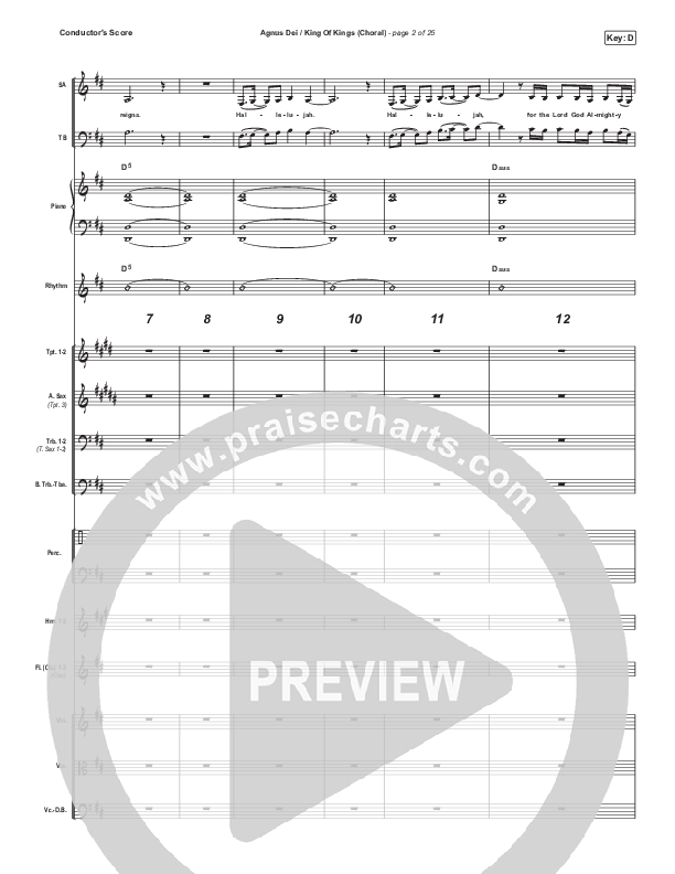 Agnus Dei / King Of Kings (Choral Anthem SATB) Conductor's Score (Hillsong Worship / Arr. Luke Gambill)