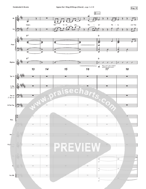 Agnus Dei / King Of Kings (Choral Anthem SATB) Conductor's Score (Hillsong Worship / Arr. Luke Gambill)