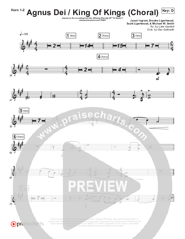 Agnus Dei / King Of Kings (Choral Anthem SATB) Brass Pack (Hillsong Worship / Arr. Luke Gambill)