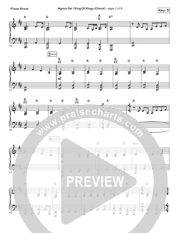 Agnus Dei / King Of Kings (Choral Anthem SATB) Piano Sheet (Hillsong Worship / Arr. Luke Gambill)