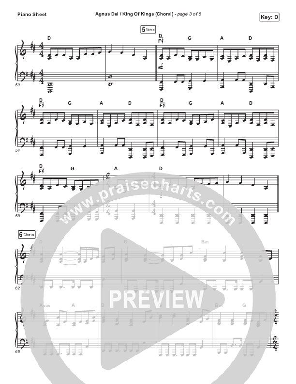 Agnus Dei / King Of Kings (Choral Anthem SATB) Piano Sheet (Hillsong Worship / Arr. Luke Gambill)
