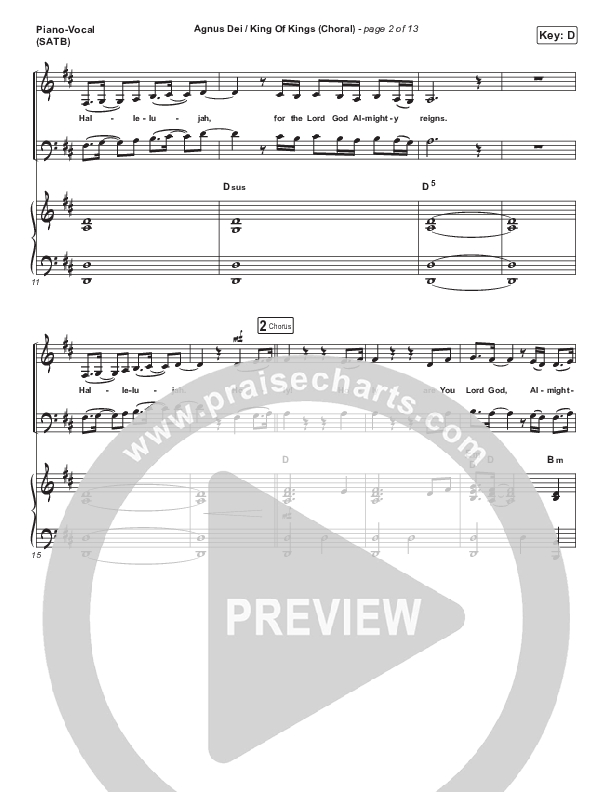 Agnus Dei / King Of Kings (Choral Anthem SATB) Piano/Vocal Pack (Hillsong Worship / Arr. Luke Gambill)