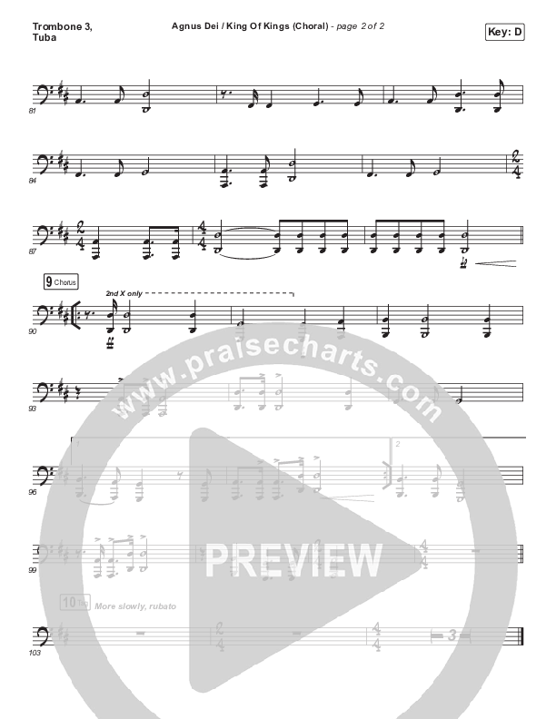 Agnus Dei / King Of Kings (Choral Anthem SATB) Trombone 3/Tuba (Hillsong Worship / Arr. Luke Gambill)