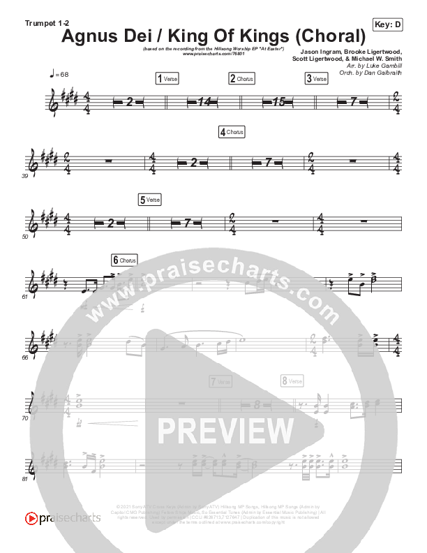 Agnus Dei / King Of Kings (Choral Anthem SATB) Brass Pack (Hillsong Worship / Arr. Luke Gambill)